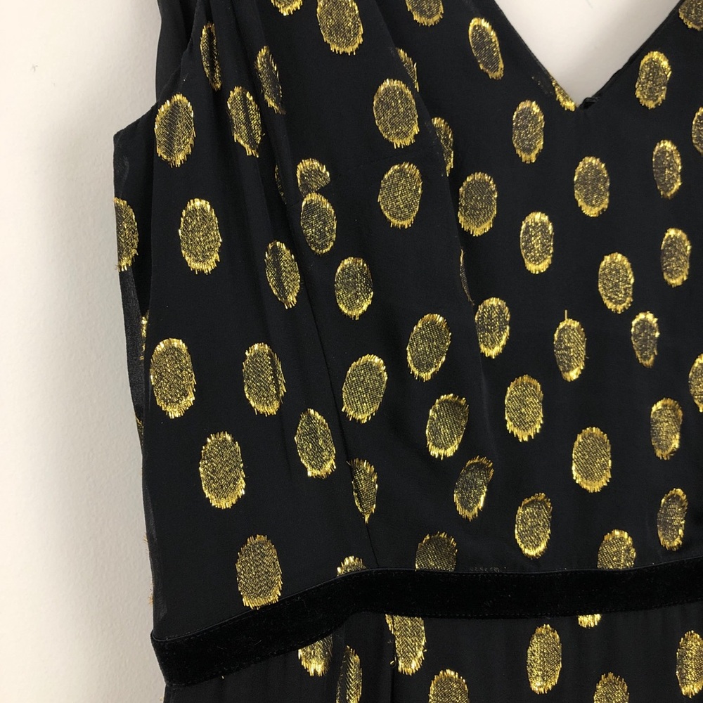 Boden Dolores Silk Velvet Gold Polka Dot Dress - Picture 5 of 8